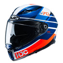 CAPACETE HJC F70 TINO AZUL BRANCO E LARANJA 56