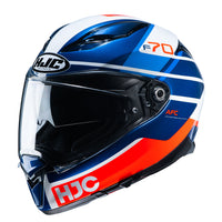 CAPACETE HJC F70 TINO AZUL BRANCO E LARANJA 56