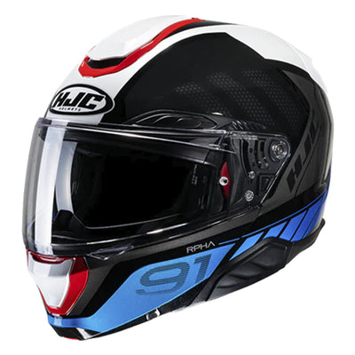 CAPACETE HJC RPHA 91 RAFINO PRETO BRANCO AZUL E VERMELHO 58