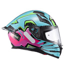 CAPACETE TEXX FECHA RAPTOR ARCADE AZU VERD ROS BRIL 56